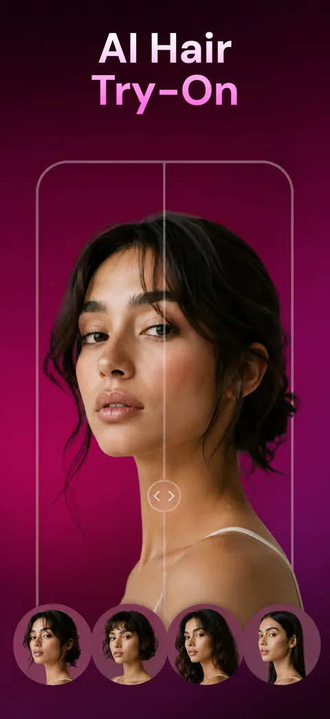 HairLook's published App Store demonstration of hairstyle comparisons